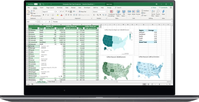 Desktopowa wersja Microsoft Excel
Źródło: microsoft.com
