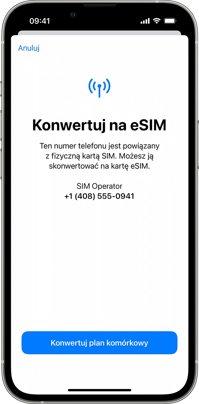Aktywacja karty eSIM
Źródło: apple.com