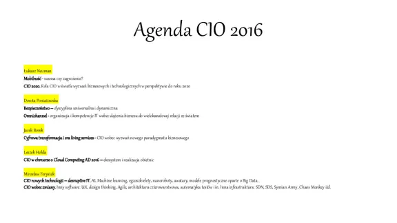 Jak powstała Agenda CIO 2016?