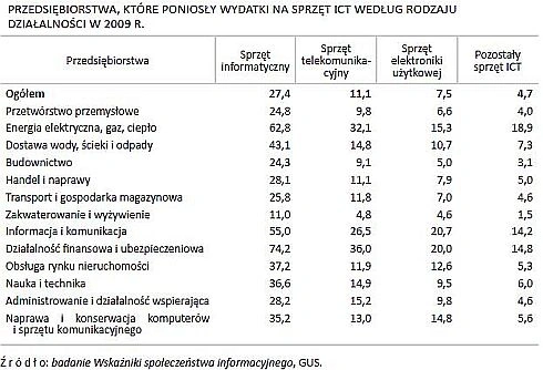 Nakłady na ICT w polskich firmach - raport GUS