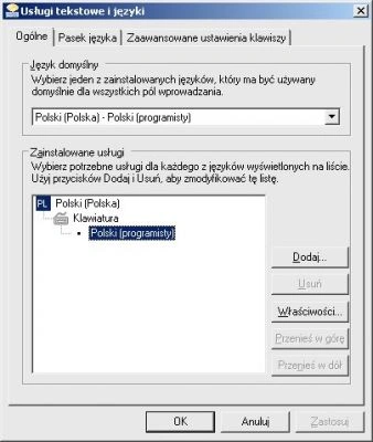 Przełączająca się klawiatura (Windows Vista)