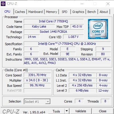 CPU Z - zrzut z programu