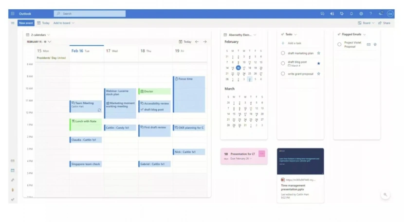 Poczta Outlook z nowym widokiem kalendarza