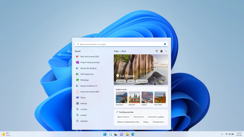 Nowa wyszukiwarka w Windows 11
Źródło: Microsoft.com