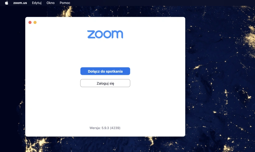 Aplikacja Zoom na macOS
