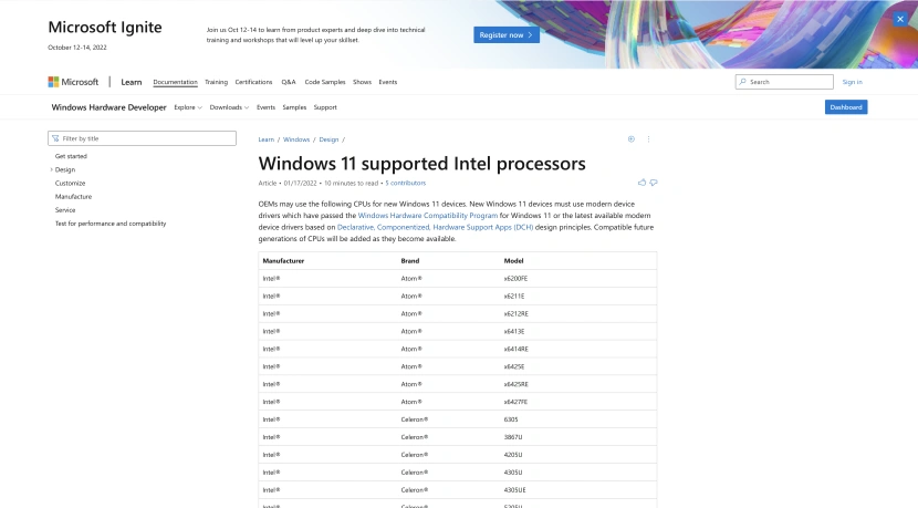 Lista procesorów obsługiwanych przez system operacyjny Windows 11
