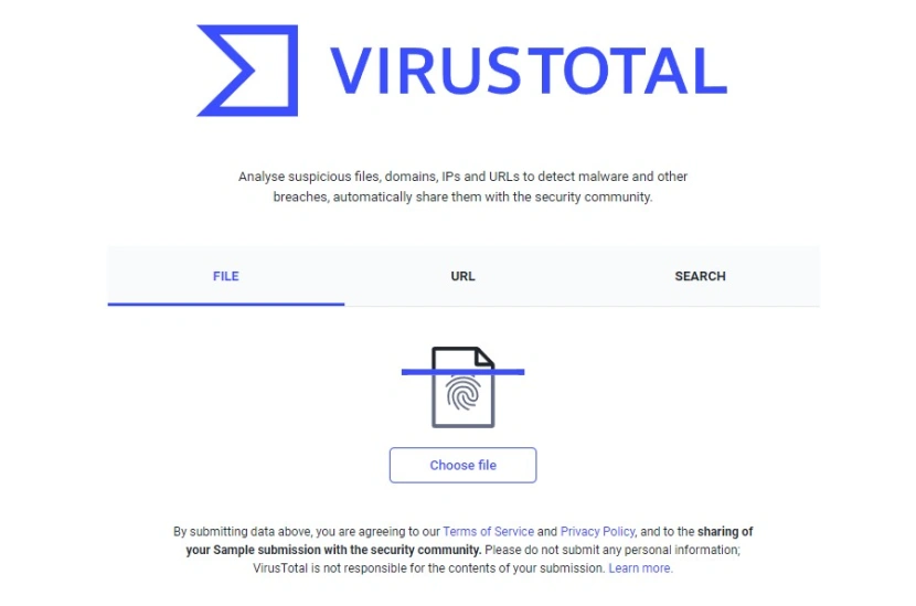 VirusTotal sprawdzi czy plik jest bezpieczny / Fot. Materiały własne